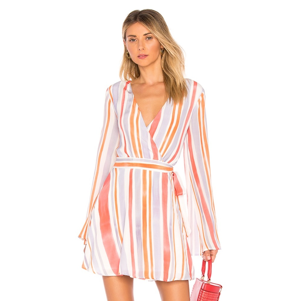 NEW L'Academie The Wrap Dress Multi Small D83